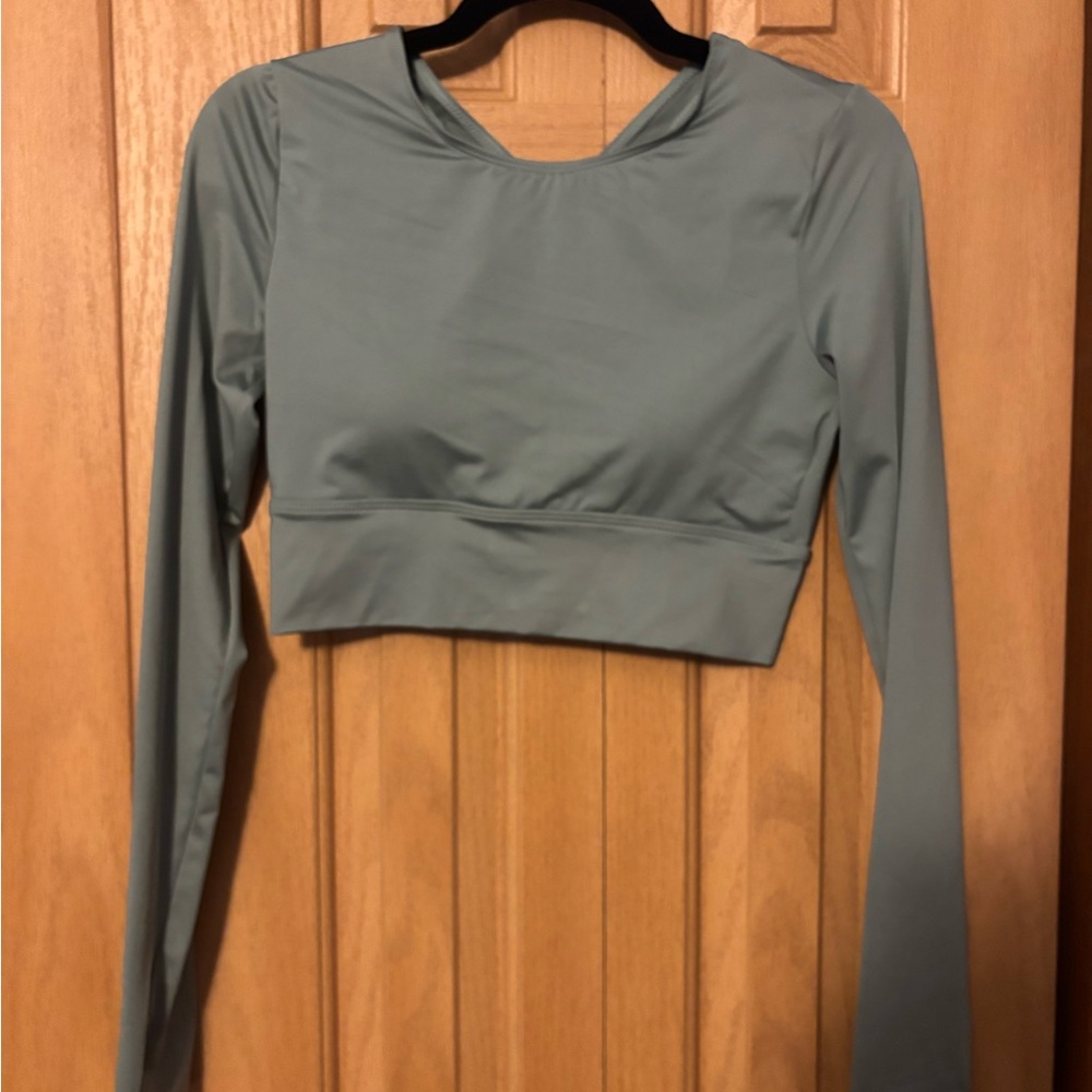 Women's Long Sleeve Crop Top - Green